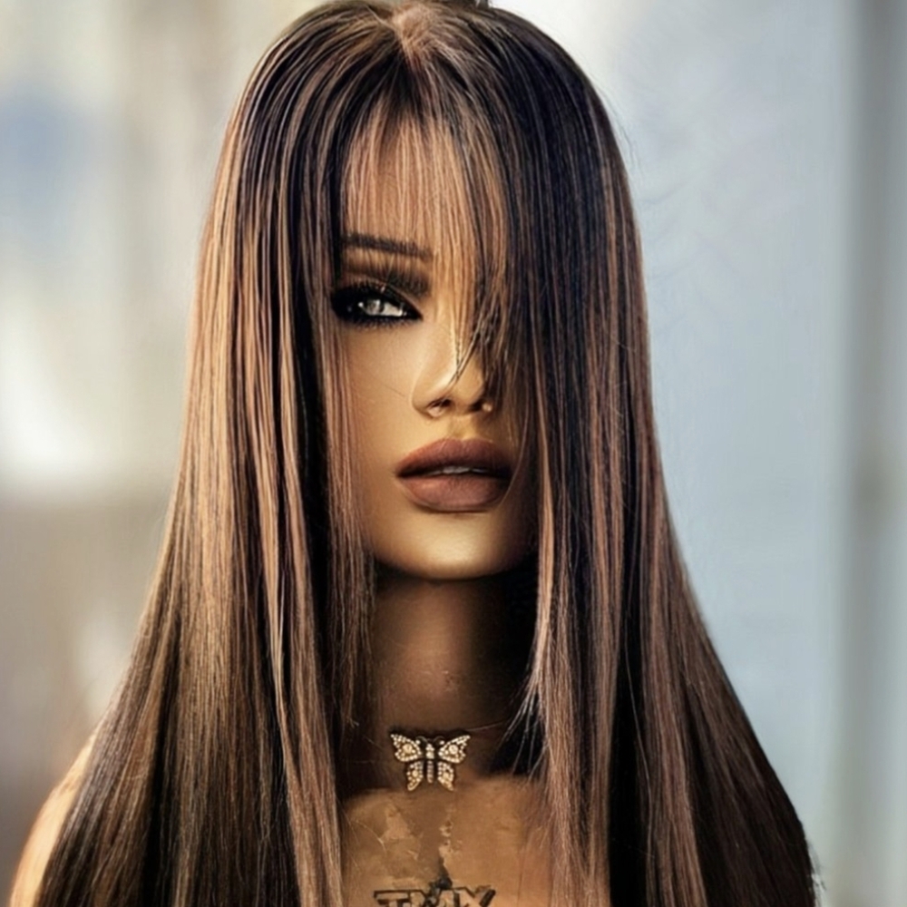 Human hair highlights lace wig